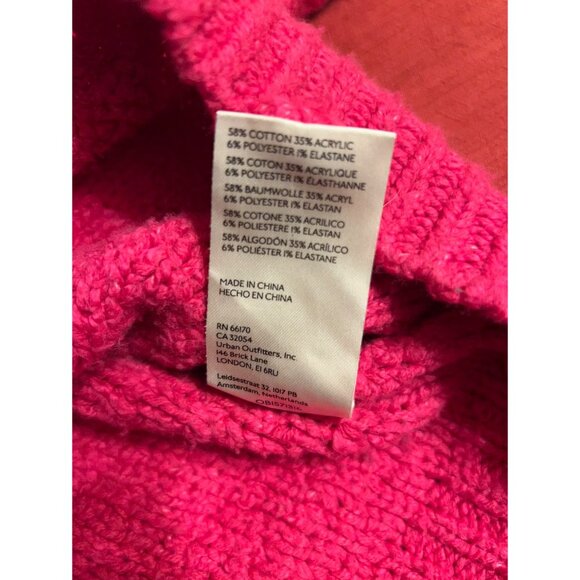 PILCRO Pink Cable Knit Sweater XL Chunky Mock Neck Oversized Cozy Boho Fall Wint - Picture 9 of 12